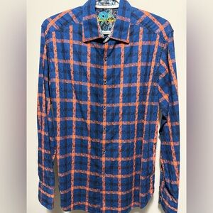 Robert Graham Blue and Orange Casual Button Down Shirt